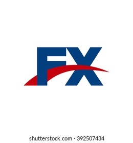 FX initial overlapping swoosh letter logo blue red