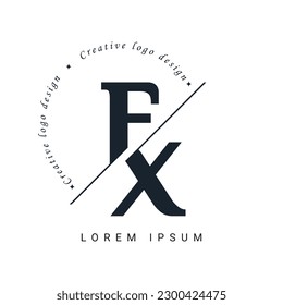 FX Letter Logo Design with a Creative Cut. Creative logo design