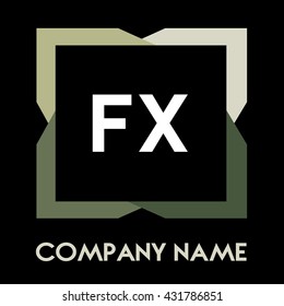FX letters business logo creative  icon design template elements in abstract background logo, design identity in square with four colors, modern alphabet letters