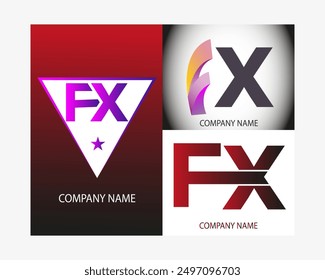 .Fx LOGO.Fx abstract.Fx Monogramm Logo design.Fx Kreatives und einzigartiges Alphabet.