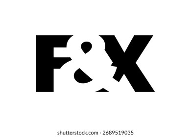 FX logo design in bold style. Black white identity symbol. Modern typography emblem. Corporate branding icon. Minimal business template.