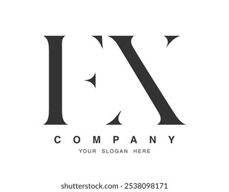 Conception du logo FX. Style de police lettre initiale f et x serif. Typographie de nom d'entreprise créative classique. Logo ou identité tendance. Illustration vectorielle.
