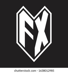 FX Logo monogram with emblem line style isolated on black background