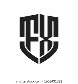 FX-Logo-Monogramm mit Emblem-Schild-Design einzeln auf weißem Hintergrund
