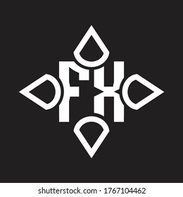 FX Logo monogram with four cone rounded by the shape design template