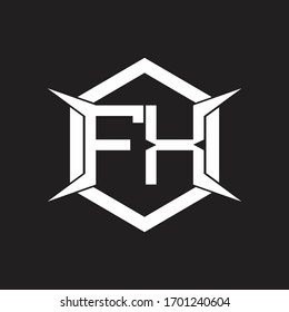 FX-Logo-Monogramm mit Hexagon und vier Tapetendesign-Vorlagen