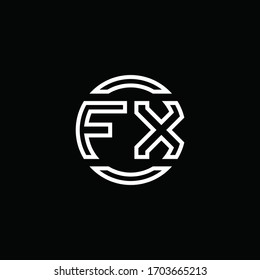 FX logo monogram with negative space circle rounded design template