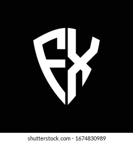 monogramme du logo FX avec modèle de création de forme de bouclier