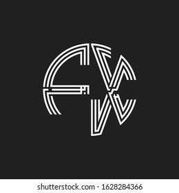 FX Logo monogram triple ribbon style line design template isolated on black background