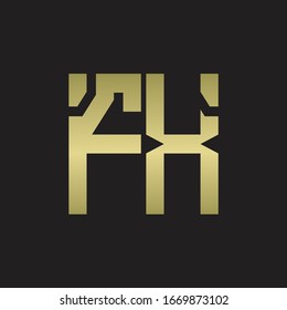 FX Logo with squere shape design template with gold colors
