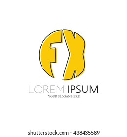FX Logo. Vector Graphic Sphere Branding Letter Element. White Background
