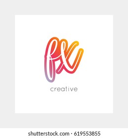 FX logo, vector. Useful as branding, app icon, alphabet combination, clip-art.