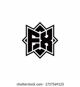FX monogram logo with square rotate style outline design template