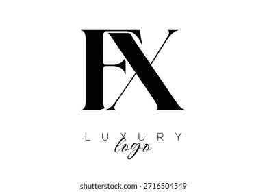 Logotipo de la tipografía del monograma de la letra de FX Serif para la identidad elegante de la marca de Premium