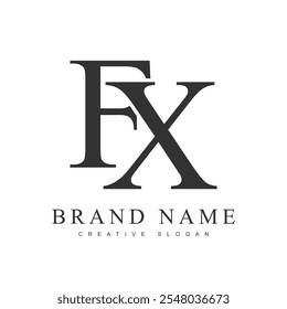 Template de logotype tendance FX. Lettre initiale f et x style de police classique. Logo créatif pour le nom ou l'identité de la société. Illustration vectorielle.