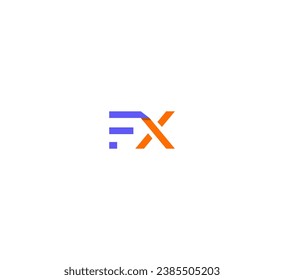 FX, XF letter logo design template elements. Modern abstract digital alphabet letter logo.