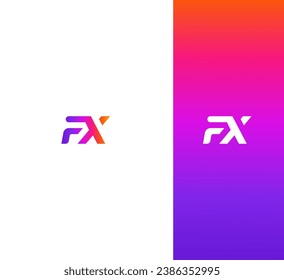 FX, XF letter logo design template elements. Modern abstract digital alphabet letter logo.