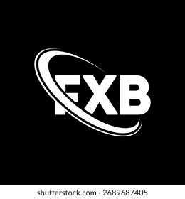 FXB-Logo. FXB-Brief. Logo-Design für FXB-Buchstaben. Initialen FXB-Logo mit Kreis und Großbuchstaben-Monogramm-Logo verbunden. FXB-Typografie für Technologie, Business und Immobilien Marke.