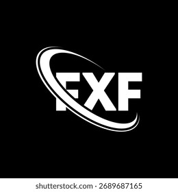 FXF-Logo. FXF-Brief. Logo-Design für FXF-Buchstaben. Initialen FXF-Logo mit Kreis und Großbuchstaben-Monogramm-Logo verbunden. FXF-Typografie für Technologie, Business und Immobilien Marke.