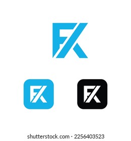 Logotipo FX, FT, FK o FR - Diseños de logotipos de alfabetos creativos - Logotipo de letra F, X, T, K, R - Tipo de letra Cara