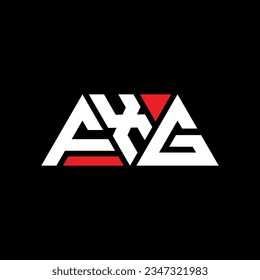 FXG triangle letter logo design with triangle shape. FXG triangle logo design monogram. FXG triangle vector logo template with red color. FXG triangular logo Simple, Elegant, and Luxurious design.