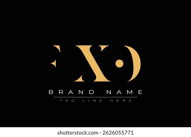 Design de logotipo de letra abstrata FXO. Este logotipo é desenhado por três letras abstratas.