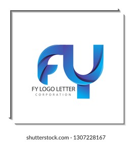 FY circle lowercase design of alphabet letter combination with infinity suitable as a logo for a company or business - Vector