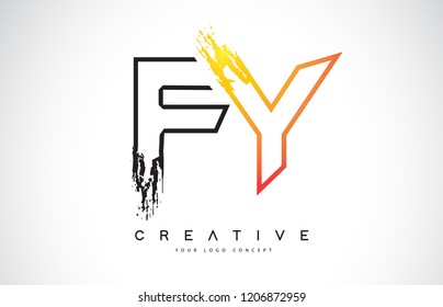 FY Creative Modern Logo Design Vetor with Orange and Black Colors. Monogram Stroke Letter Design.