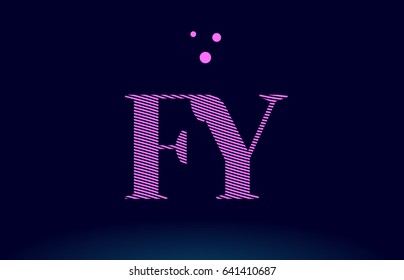 fy f y alphabet letter logo pink line stripes magenta purple blue font creative text dots company vector icon design template