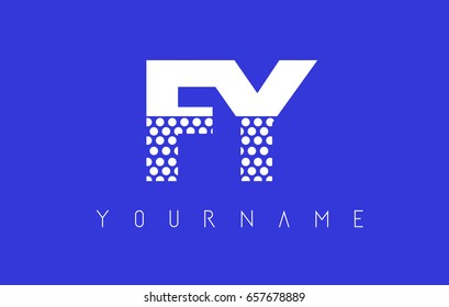 FY F Y Dotted Pattern Letter Logo Design Vector with Blue Background.