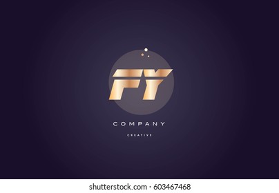 fy f y  gold yellow golden metal metallic bold luxury product modern creative gradient alphabet company logo design vector icon template