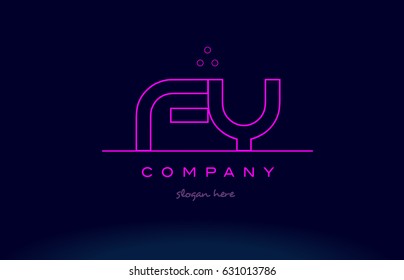 fy f y letter alphabet text pink purple dots contour line creative company logo vector icon design template