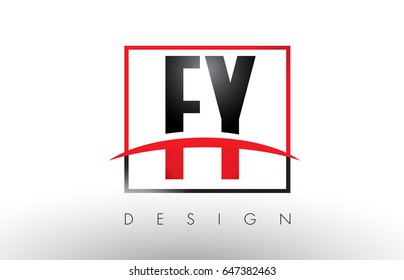 FY F Y Logo Letters with Red and Black Colors and Swoosh. Creative Letter Design Vector.