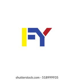 FY flat initial letter logo combining yellow blue red