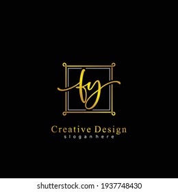 FY Initial calligraphy handwritten logo. Handwritten alphabet in the logo template. Letters and Alphabet for signature, wedding, fashion, floral and botanical logo design 