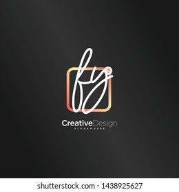 FY initial handwriting with color logo icon template vector.