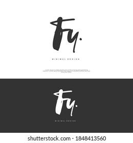 FY Initial handwriting or handwritten logo for identity. Logo with signature and hand drawn style.