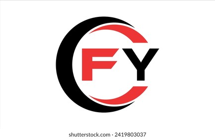 FY letra inicial icono de círculo creativo swoosh logo de vector de diseño. monograma, membrete, círculo, caligrafía, símbolo, emblema, elegante, abstracto, marca de palabras, signo, arte, tipografía, icono, mínimo, premium