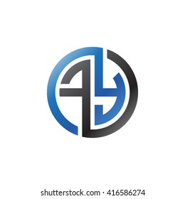 FY initial letters loop linked circle logo black blue