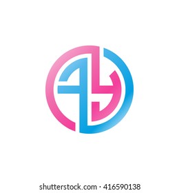 FY initial letters loop linked circle logo blue pink