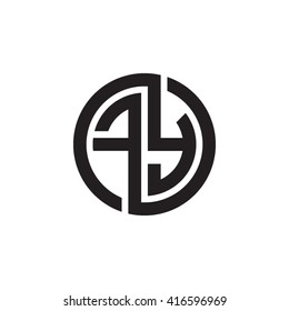 FY initial letters loop linked circle monogram logo