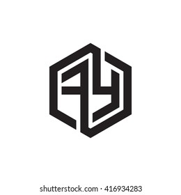 FY initial letters loop linked hexagon monogram logo