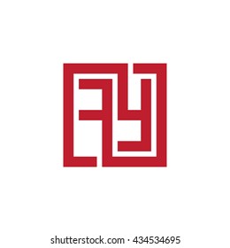 FY initial letters looping linked square logo red