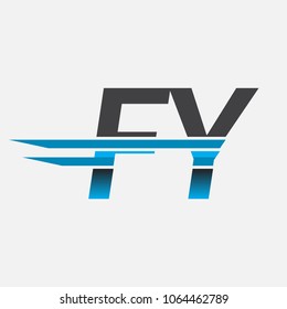 FY initial logo company name colored black and blue, Simple and Modern Logo Design.