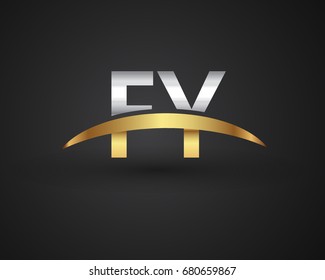 FY initial logo company name colored gold and silver swoosh design. vector logo for business and company identity.
