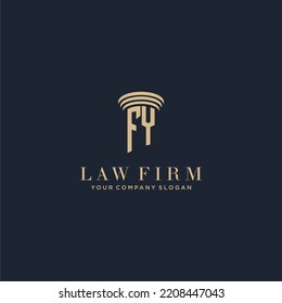 Logotipo de la firma de abogados del monograma inicial FY con diseño de hitos