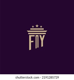 FY initial monogram logo design for lawfirm lawyers with pillar vector image