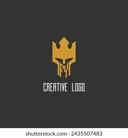 FY initial monogram logo for gaming with creative king spartan image design