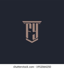 FY initial monogram logo with pillar style design