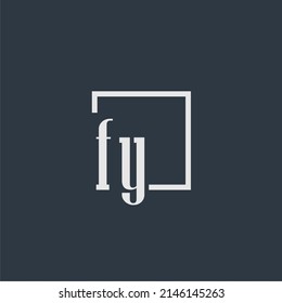 FY initial monogram logo with rectangle style dsign